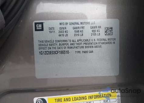 2012 Chevrolet Malibu 1Lt из США, поврежденный, VIN 1G1ZC5E03CF186518